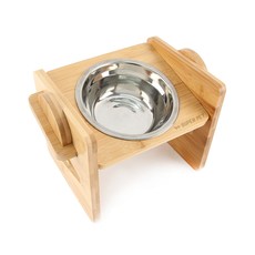 도그아이 강아지 고양이 대나무 식기 (밥그릇포함), 1개, 1구형(스텐그릇)