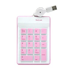 컴스 자동감김 숫자 USB 키패드, A1579, 핑크